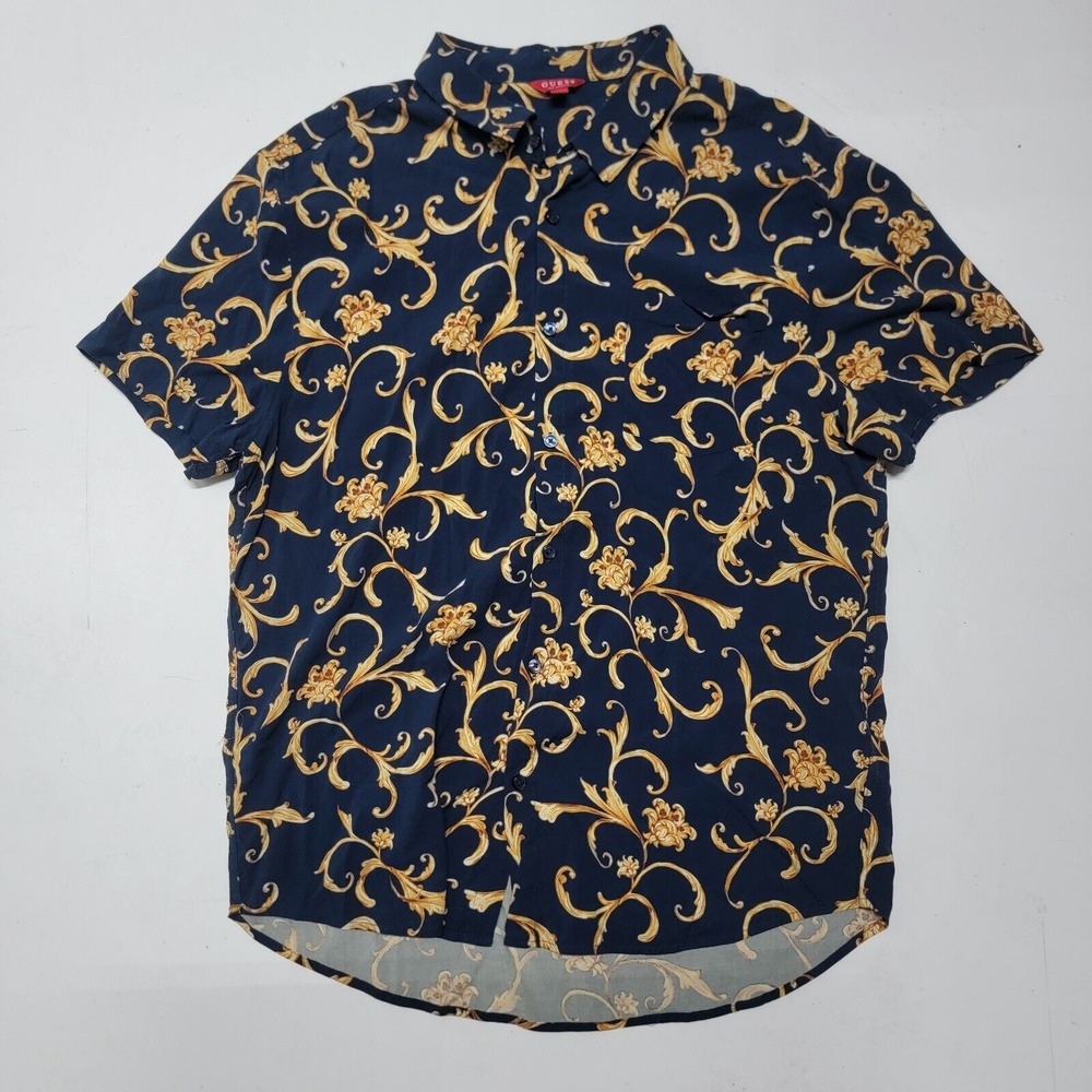 Guess Los‎ Angeles Short Sleeve Button Up Floral Shirt Men's XL Designer